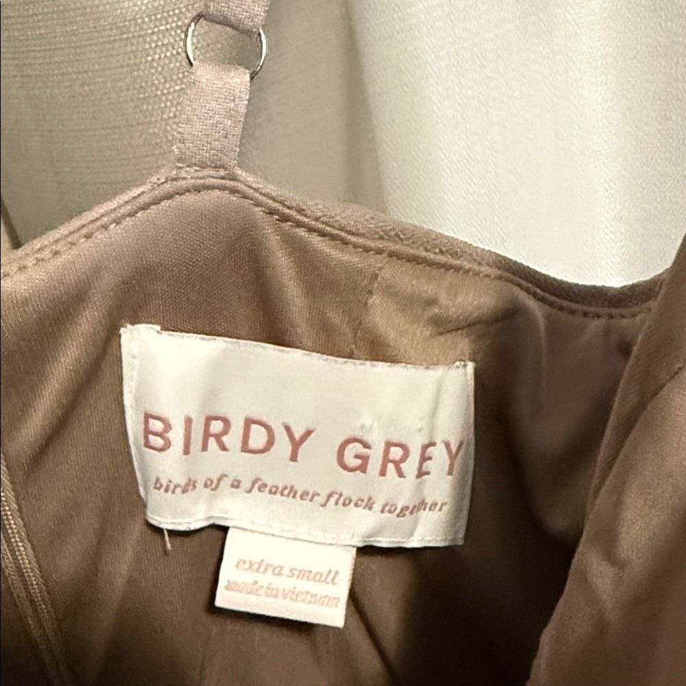 Birdy Grey Lisa Cowl Neck Maxi Dress‎ Taupe XS Bridesmaid Formal Gown Side Slit - Picture 2 of 5